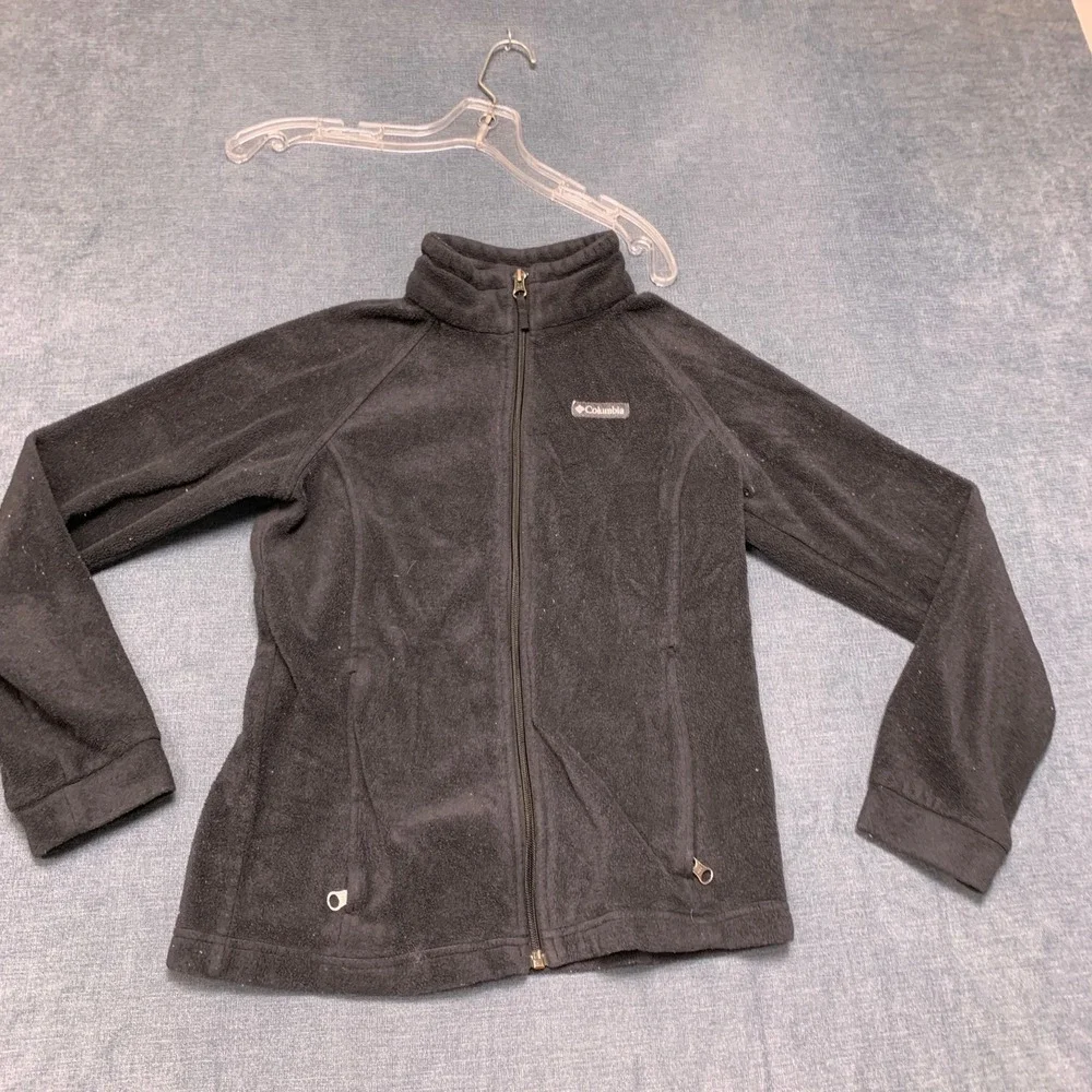 Columbia Sportswear Company Fleece Jacket Girls Large Black Full Zip Mock Neck